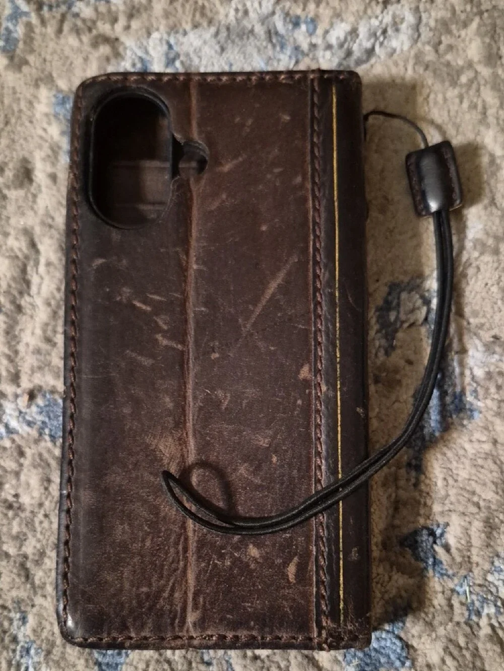 Brown Tooled Leather Phone Wallet